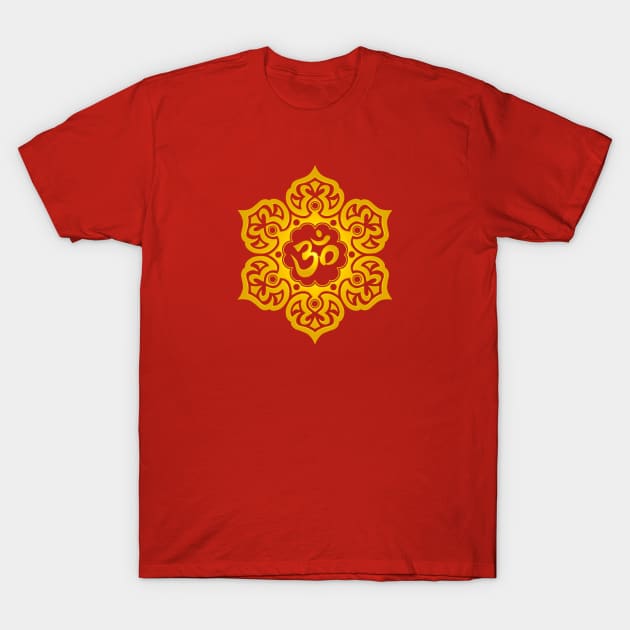 Yellow Lotus Flower Yoga Om T-Shirt by jeffbartels